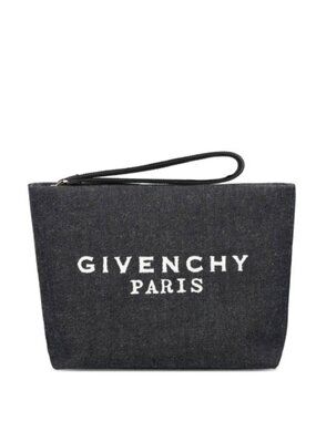 NWT Givenchy Logo-Print Denim Clutch Bag Wristlet